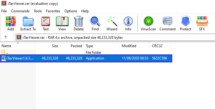 Kích đúp file iTaxViewer.rar để mở bộ cài đặt